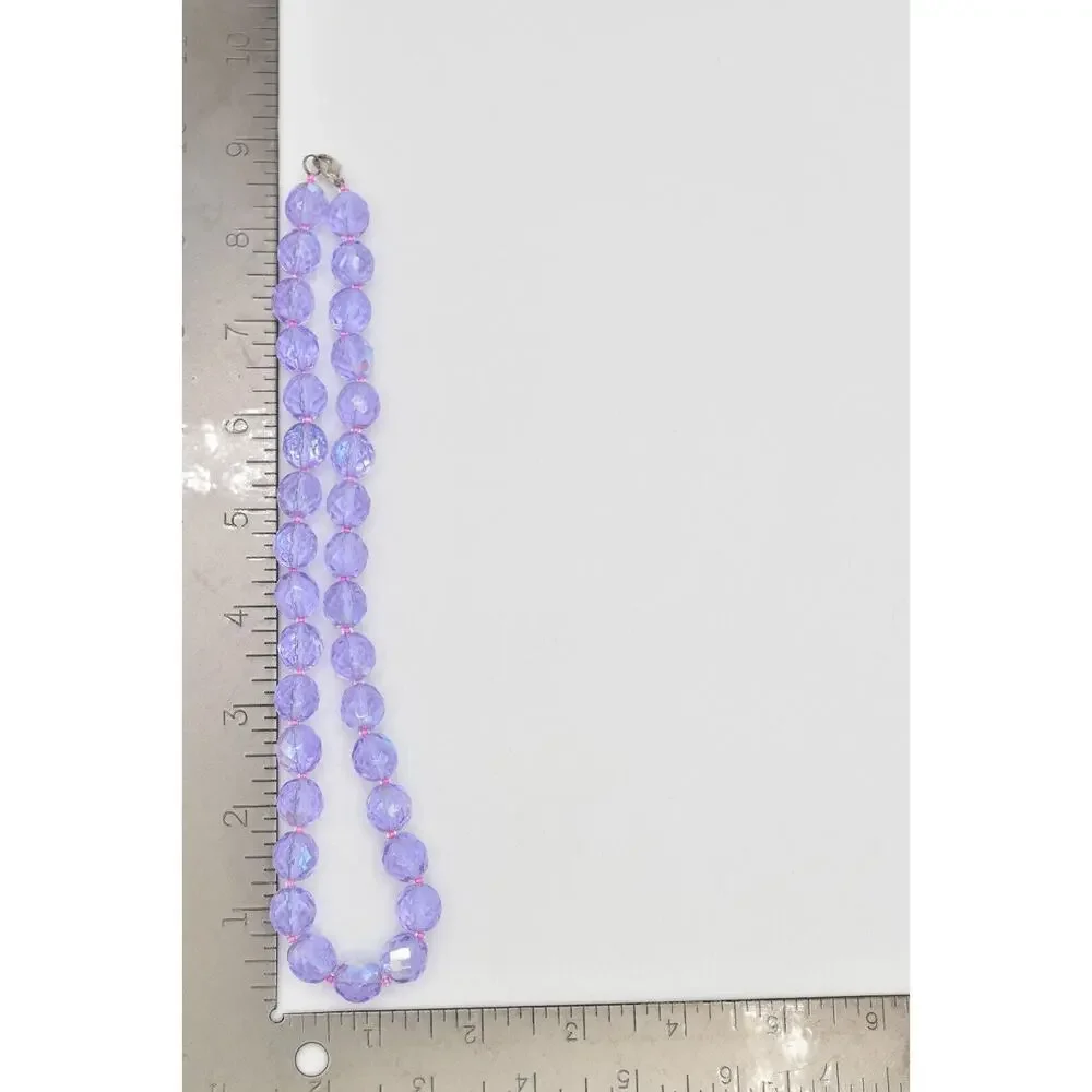 Vintage Crystal Collar Necklace Glass Beaded Purple Lavender Heavy Chunky BinBD